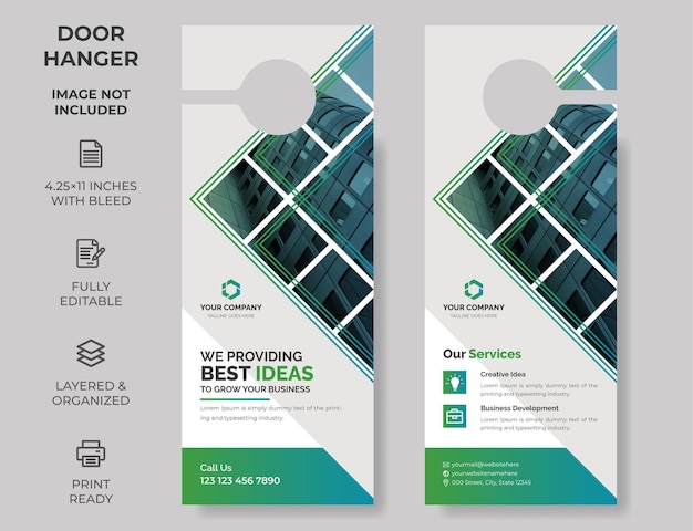 Business Corporate Door Hanger Modern Door hanger do not disturb Door hanger design template