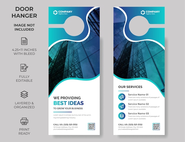 Business Corporate Door Hanger Modern Door hanger do not disturb Door hanger design template