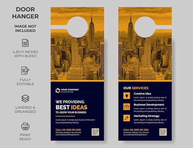 Business Corporate Door Hanger Vector illustration Modern Door hanger design template do not disturb