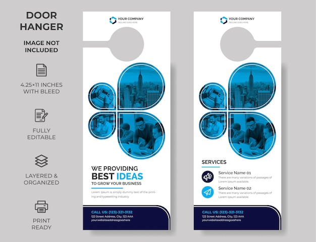 Business Corporate Door Hanger Vector illustration Modern Door hanger design template do not disturb