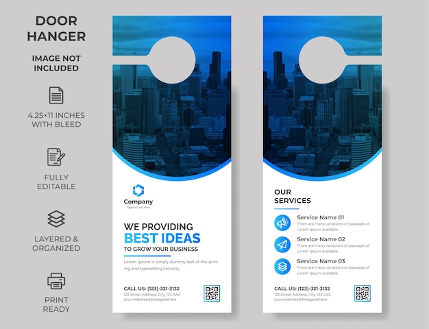 Business Corporate Door Hanger Vector illustration Modern Door hanger design template do not disturb