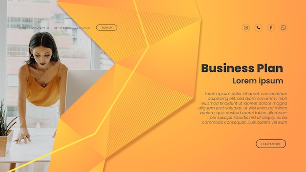 Business corporate orange landing page design template