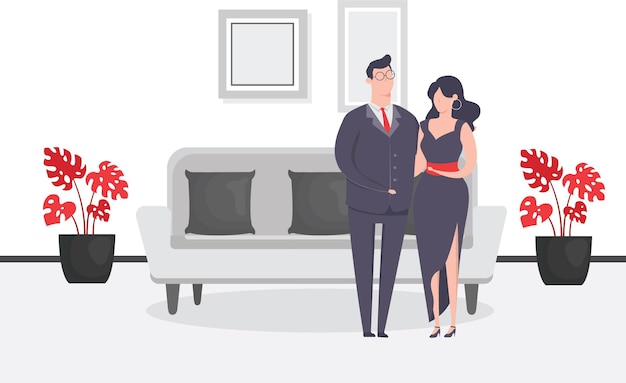 Business couple standing together Premium Vector