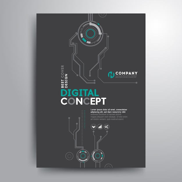 Business cover brochure template digital electronic shapes