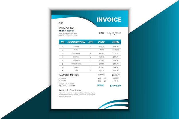 Business creative Invoice design vector template