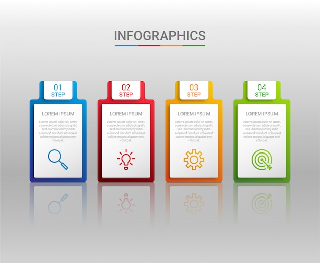 Business data visualization, infographic template with 4 steps  