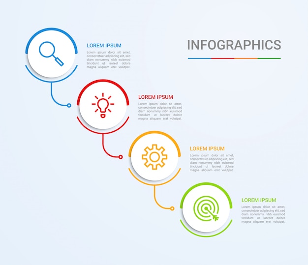 Business data visualization, infographic template with 4 steps