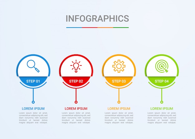 Business data visualization, infographic template with 4 steps