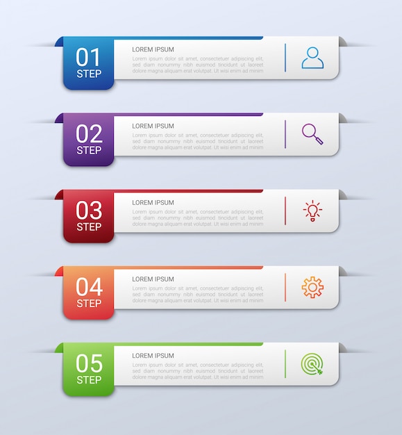 Vector business data visualization, infographic template with 5 steps on gray background,   illustration