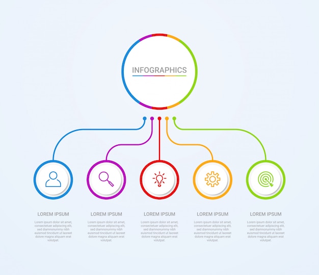 Business data visualization, infographic template with 5 steps