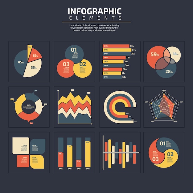 Vector business data visualization process chart abstract elements of graph infographic