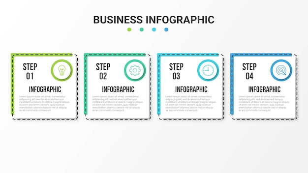 Business data visualization Process chart Elements of graph diagram with 4 steps options