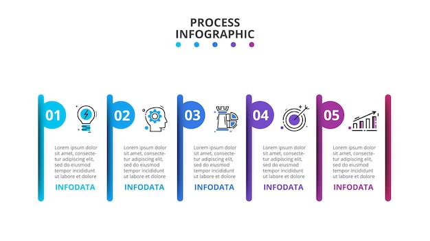 Business data visualization. Template for presentation. Infographic with 5 options.