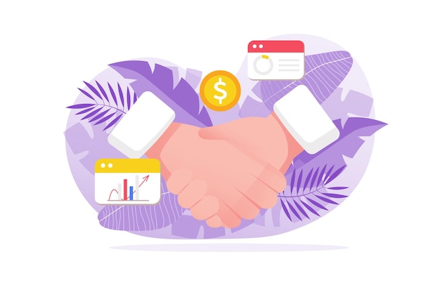 Business deal concept with people hand in flat design