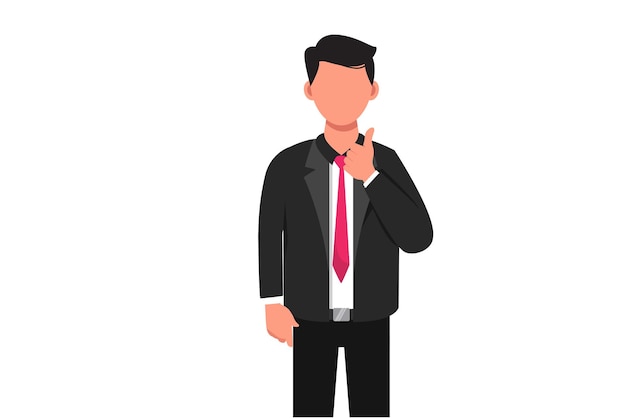 Business design drawing businessman shows thumb lifted up sign Cool gesturing Thumb up gesture in very good hand sign satisfy approval well done expression Flat cartoon style vector illustration