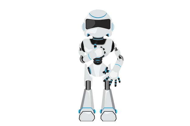 Business design drawing robot with thumb up gesture Deal like agree approve accept Future technology development Artificial intelligence machine learning Flat cartoon style vector illustration