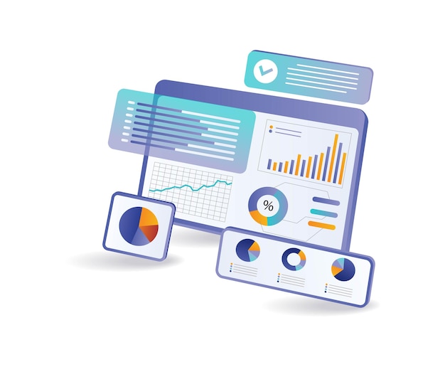 Vector business development analysis data management screen