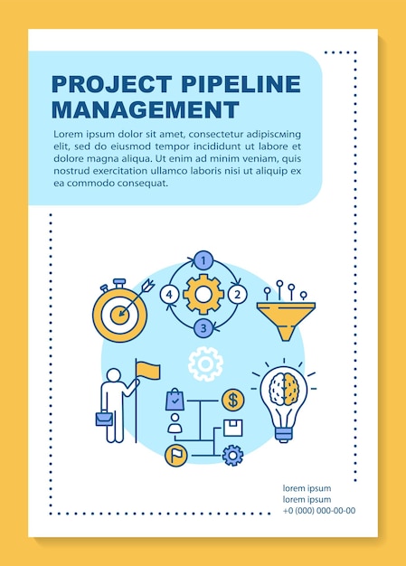 Vector business development poster template layout. project management. solution search. banner, booklet, leaflet print design with linear icons. vector brochure page layouts for magazines, advertising flyer