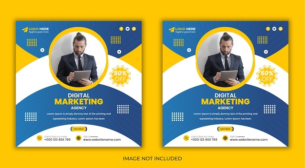 Business digital marketing square Instagram post and social media post banner template