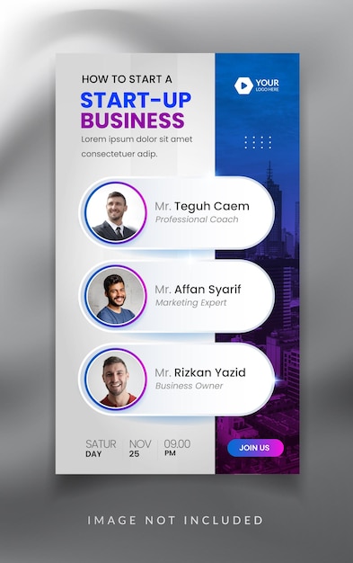 Business digital marketing webinar facebook and instagram story banner template