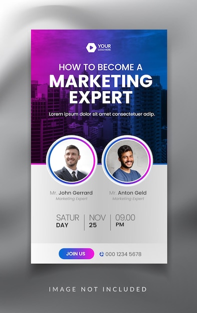 Business digital marketing webinar facebook and instagram story banner template