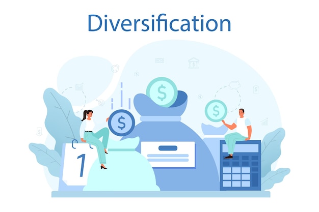 Business diversification concept Risk management strategy process of capital allocation Finance balance and investment risk reduction Isolated flat vector illustration