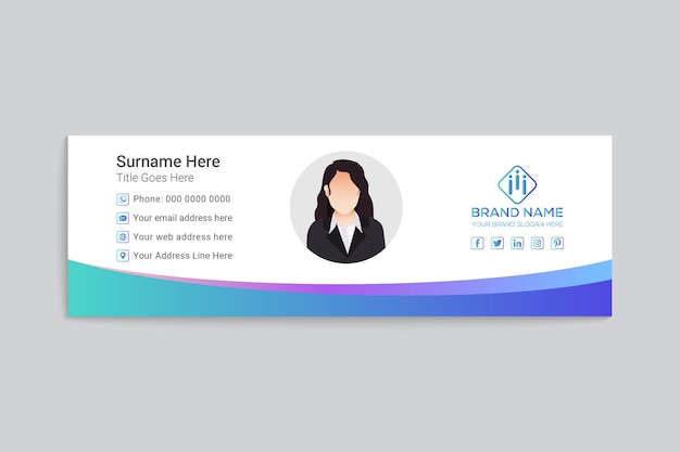 Business email signature with an author photo place modern and minimal layout