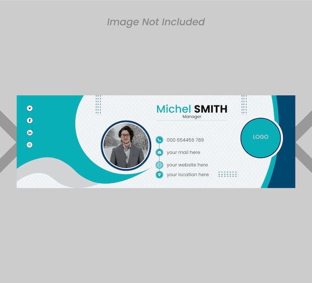 Business Email signature with an author photo place modern and minimal layout