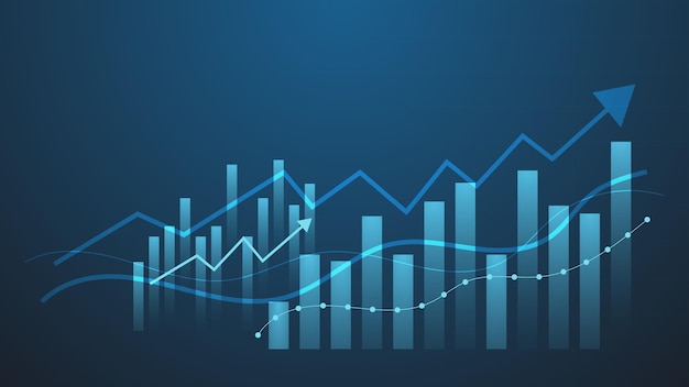 Business and finance background with copy space bar chart with uptrend arrow show earning growth