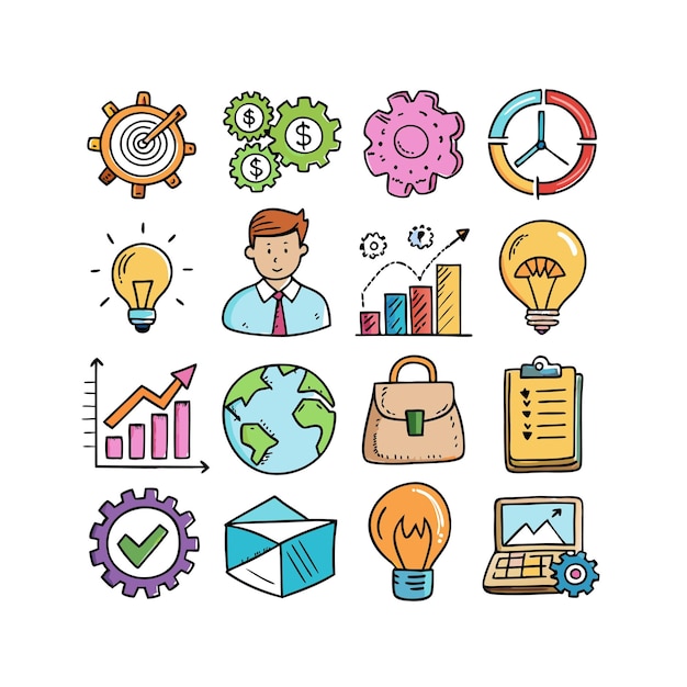 Vector business and finance icon set collection vector illustration for documents websites and applications