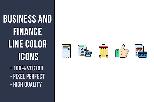 Business and Finance Line Color Icons