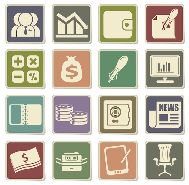 Business and Finance Web  icons on cardboard labels