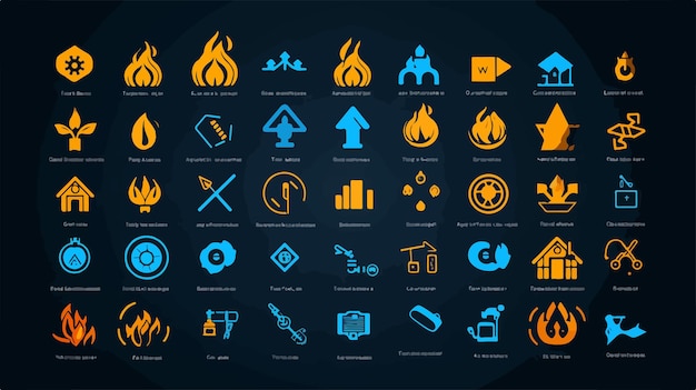 Vector business fire disaster icon with bonus symbols vector illustration