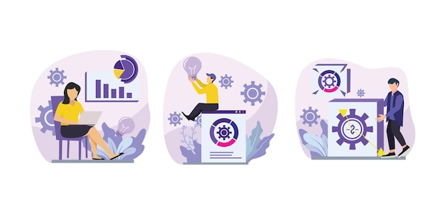 Business Flat Bundle Purple Design Illustration