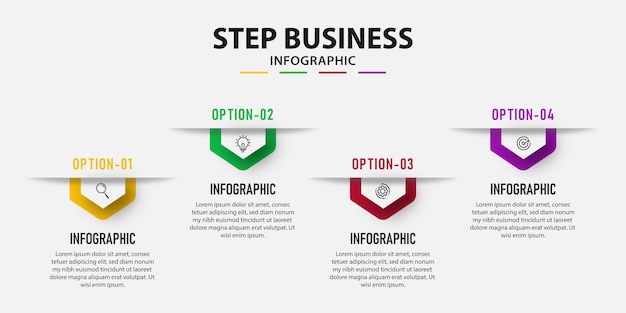 Business flat design infographic steps