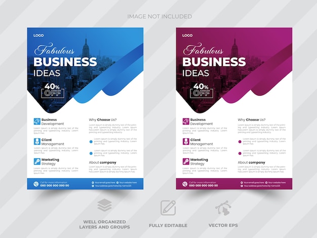 Business flyer concept for design Vertical business flyer template