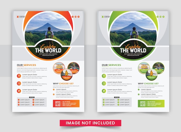 Business flyer design and brochure cover page template design for travel agency