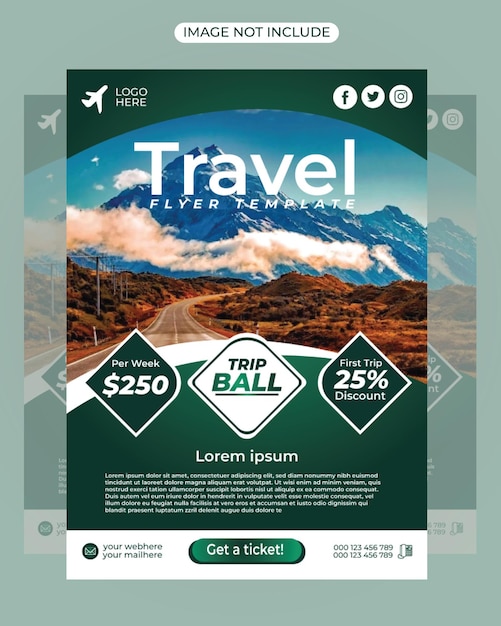 Vector business flyer design and brochure cover page template for travel agency