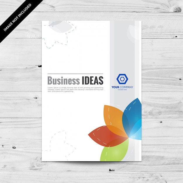 Business flyer design template with multicolored petals