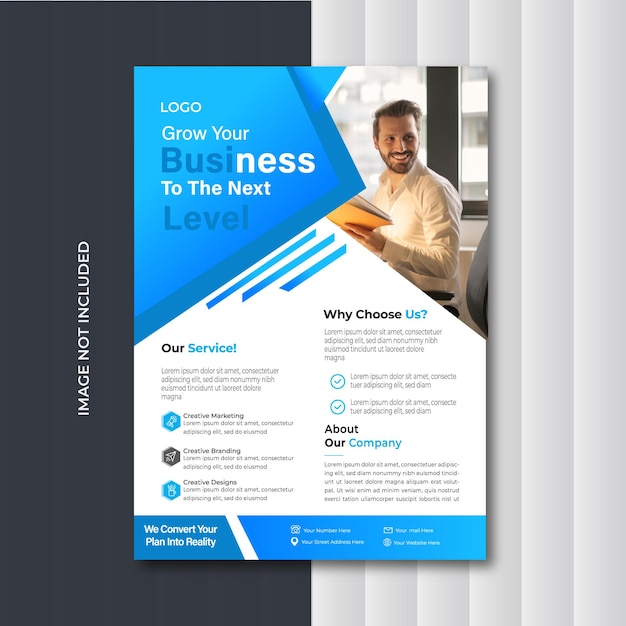 Business flyer print template with photo