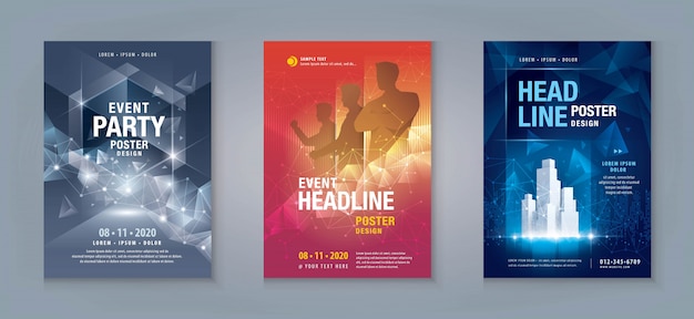 Business Flyer Set. Layout Template, Abstract techno Geometric Background