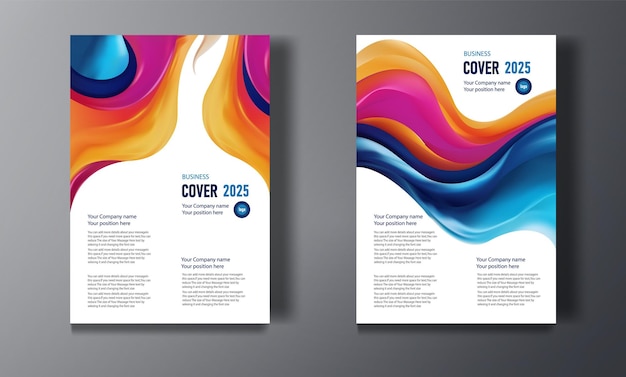 Vector business flyer template cover design with colorful fluid effect greeting card background