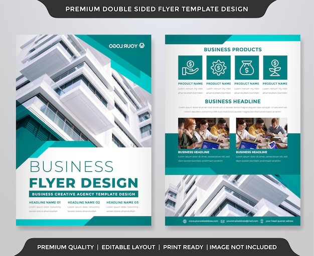 business flyer template with minimalist and clean style use for company brochure and poster