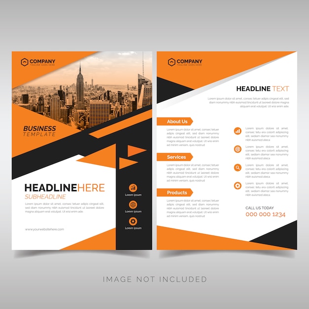 Business flyer template with orange geometric style