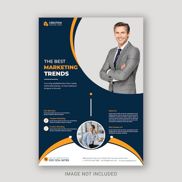 Business flyer template with photo Free Vector