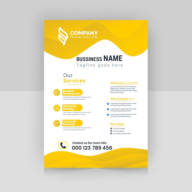 Business flyer template with wave shape