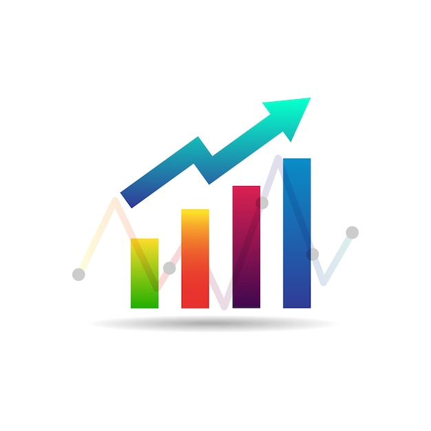 Business graph Icon in trendy colorful flat style