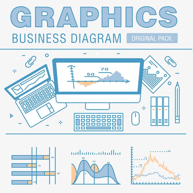 Business graphics of modern office industry