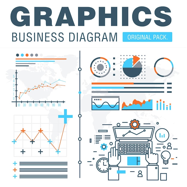 Vector business graphics of modern office industry