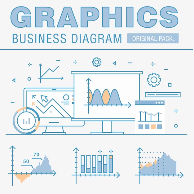 Business graphics of modern office industry